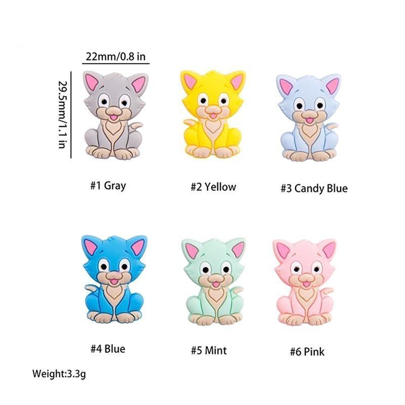 5PCS/SET Silicone Animal Beads BPA Free Baby Teething Beads Toy For Pacifier Clips New Born Silicone Rodent Tiny Rod Baby Teether For Baby Kids