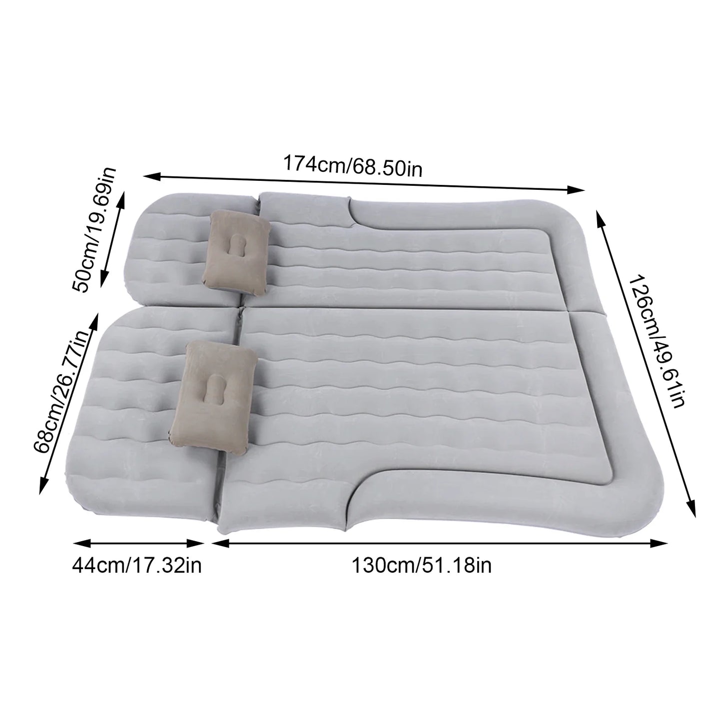 2‑In‑1 Multifunction Inflatable Travel Mattress PVC Flocking Soft Sleeping Rest Cushion for Car SUV