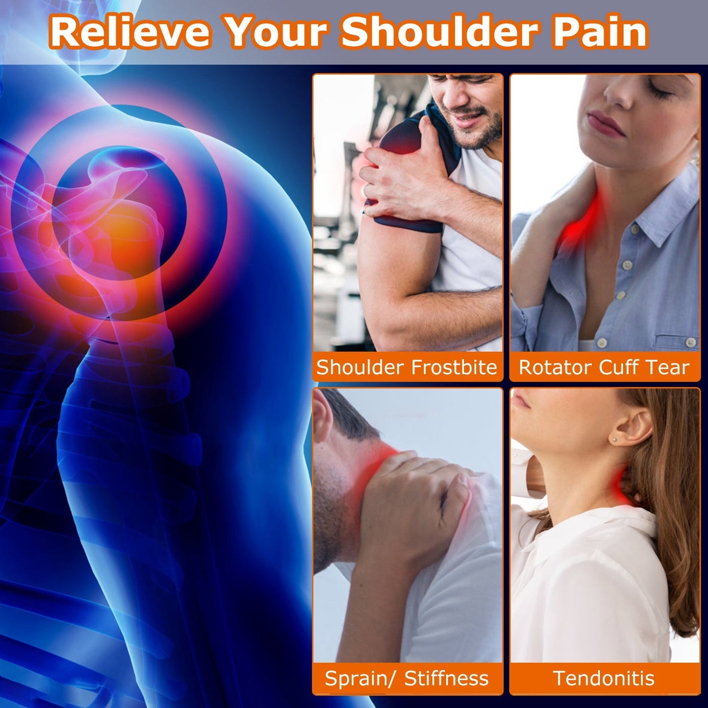 Heated Shoulder Brace Electric Heating Pad Therapy Shoulder Heating Wrap Compression Sleeve for Shoulder Pain Muscle Stiffness Bursitis Tendonitis