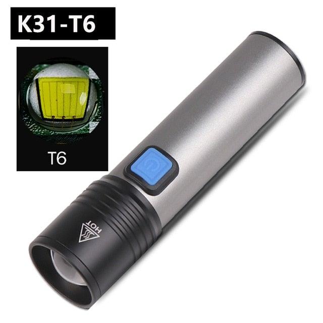 Built in battery XP-G Q5 Zoom Focus Mini led Flashlight Torch Lamp Lantern 2000 Lumen Adjustable Penlight Waterproof T6 light Focus IP65 Water-Resistant Portable for Indoor and Outdoor Camping Hiking