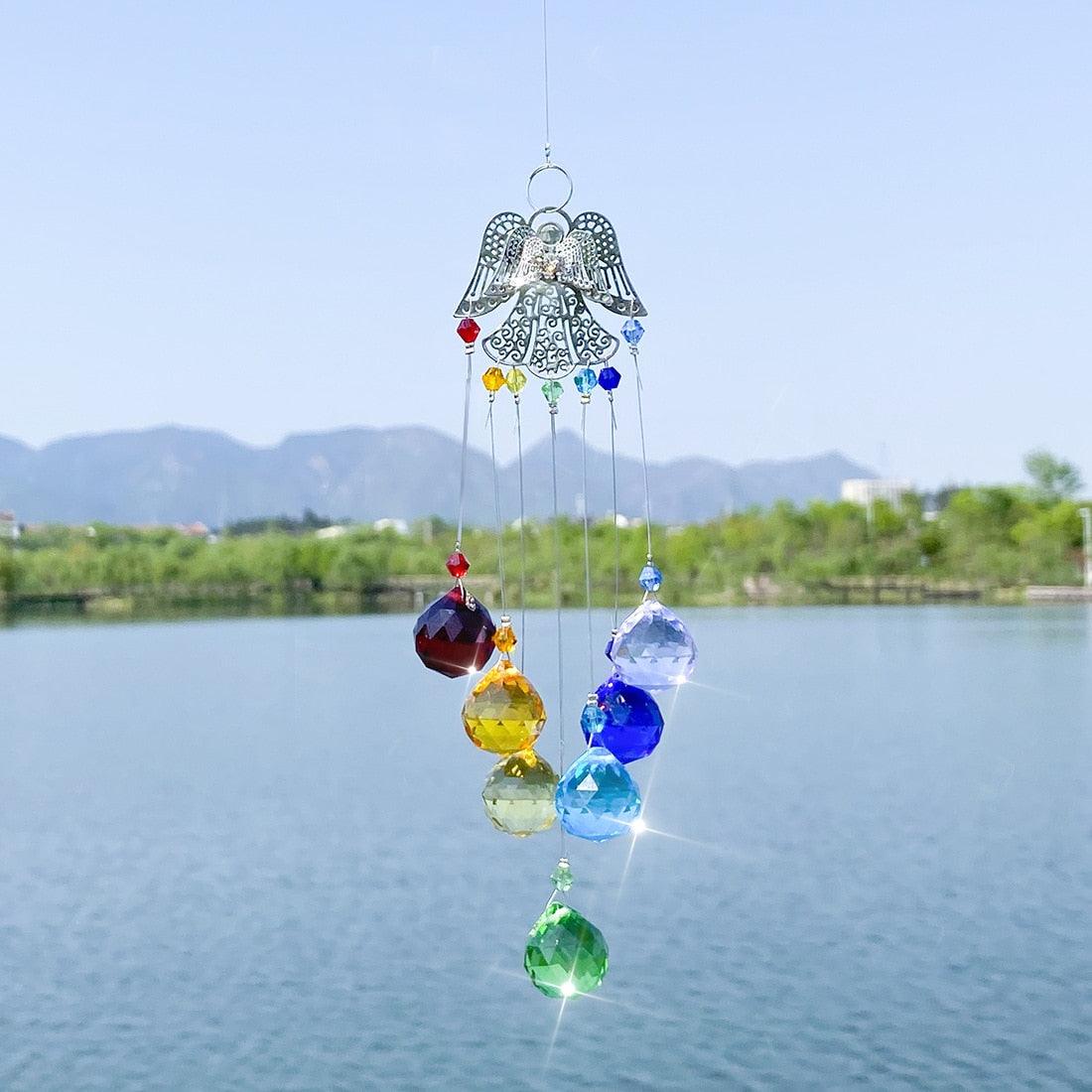 Chandelier Wind Chimes Ab Coating Crystal Prisms Hanging Sun Catcher Rainbow Chaser Crystals Ball Prisms Window Curtains Pendant Home Decor Gifts Garden Patio Yard