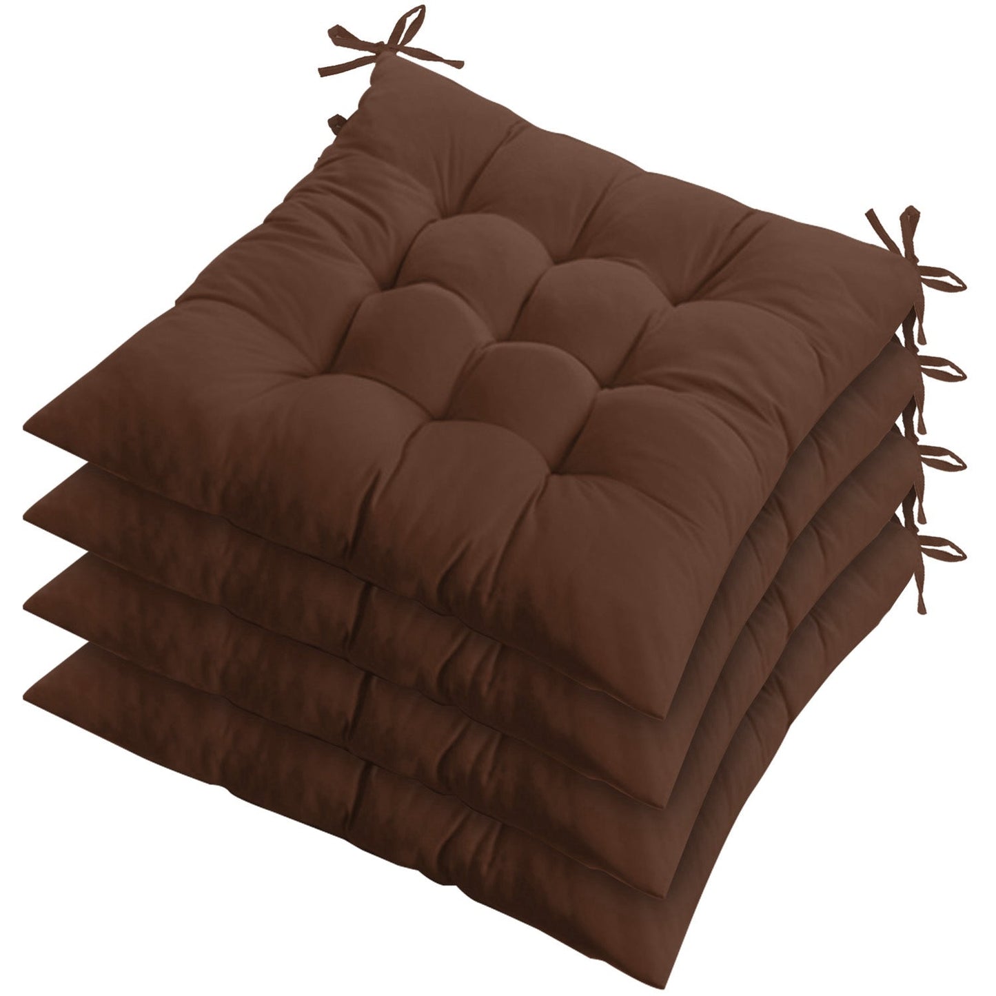 4Pcs Chair Cushion Pads Pillow 15.75x15.75x2.37in Soft Tie On Square Sitting Mats For Home Office Car Sitting Travel