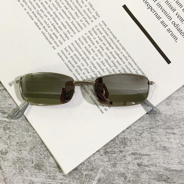 Slender Square Sunglasses Retro Metal Frame Square Sunglasses Small Vintage & Retro Style Sunglasses Shades Of Rectangle Sunglasses For Women Classic Vintage & Metal Square Frame Sun Glasses Eyewear For Men & Women