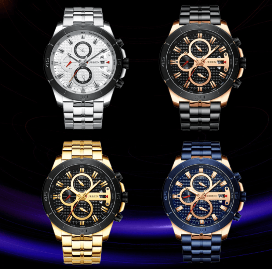 Men's Waterproof Watch With Chronometers Day View And Fluorescent Hands Unique Luxury Design Perfect Gift