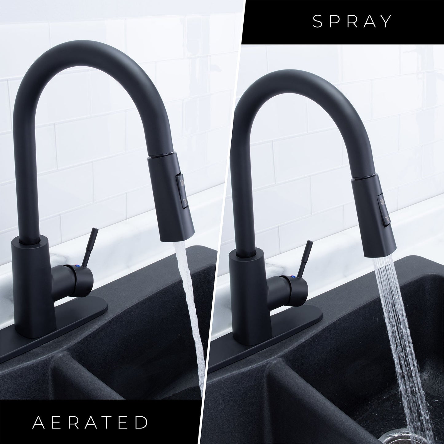 Tehila Black Finish High-Arc Pull-Down Faucet