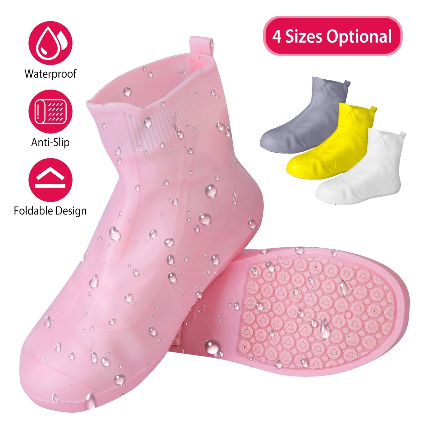 Waterproof Shoe Covers Reusable Not-Slip Rain Shoe Covers Protectors Foldable TPE Rubber Shoe Protectors For Men Women Kids