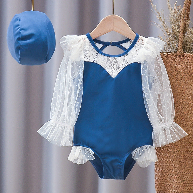 Children's Swimsuit Girls Long-sleeved Baby Girl One-piece Swimsuit Summer