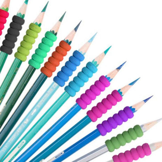 100 Pcs Children Pencil Holder Correction Writing Hold Pen Grip Posture Tool Soft Sponge Writing Posture Corrector Stationery  Colorful Pencil Grippers for Left-Handed and Right-Handed Users