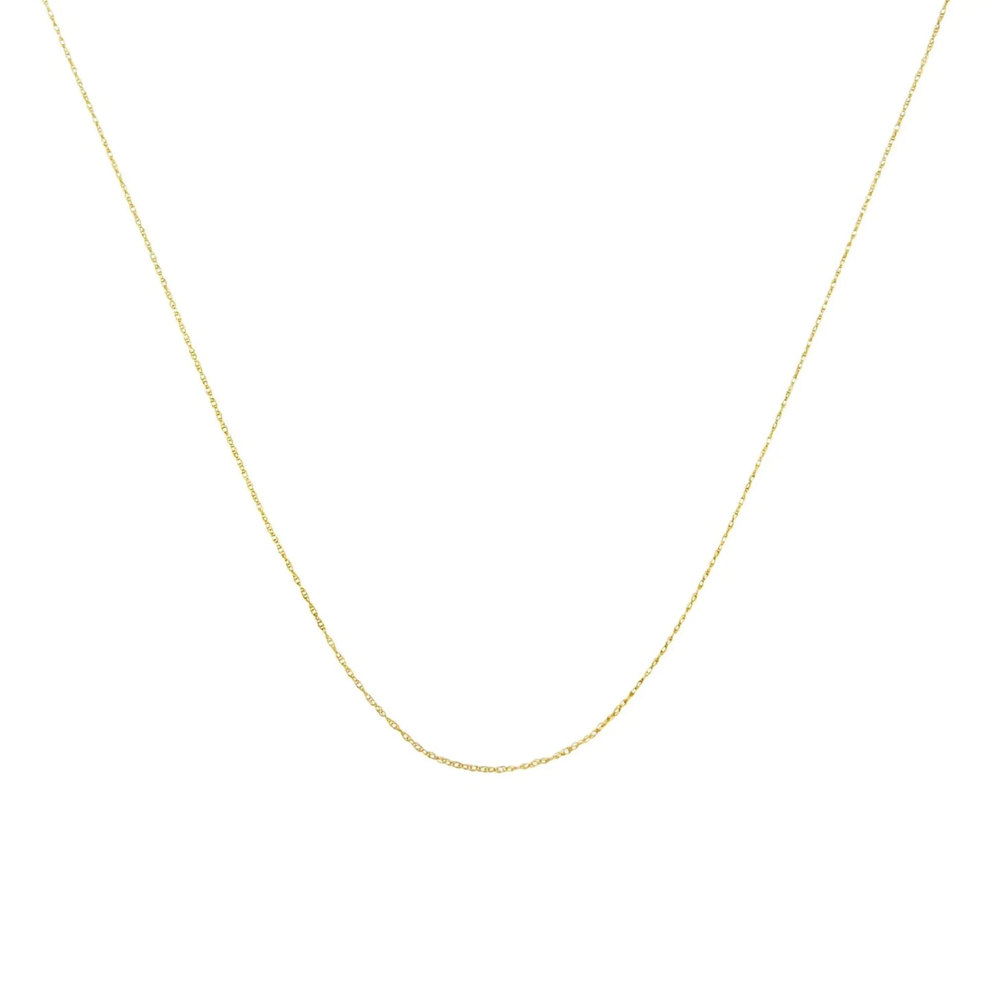 10K Gold 0.5 mm Slender & Dainty Fine Rope Chain Necklace
