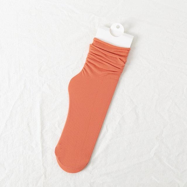 1/2 Pairs Girls Thin Socks Pack Harajuku Cute Long Frilly Socks Casual Soft Nylon High Elastic Solid White Purple Solid Color Stylish Casual Socks For Men And Women