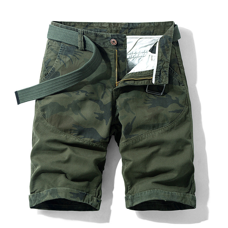 Men Red Summer Thin Print Striped Cargo Shorts