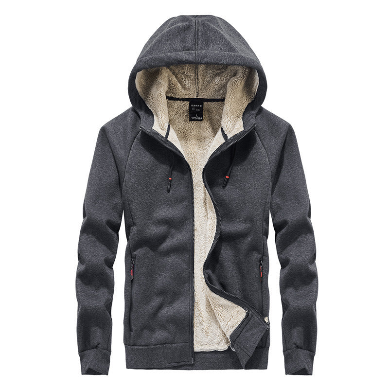 Men's New Hooded Plus Velvet Plus Size Cardigan Sweater Zipper Top