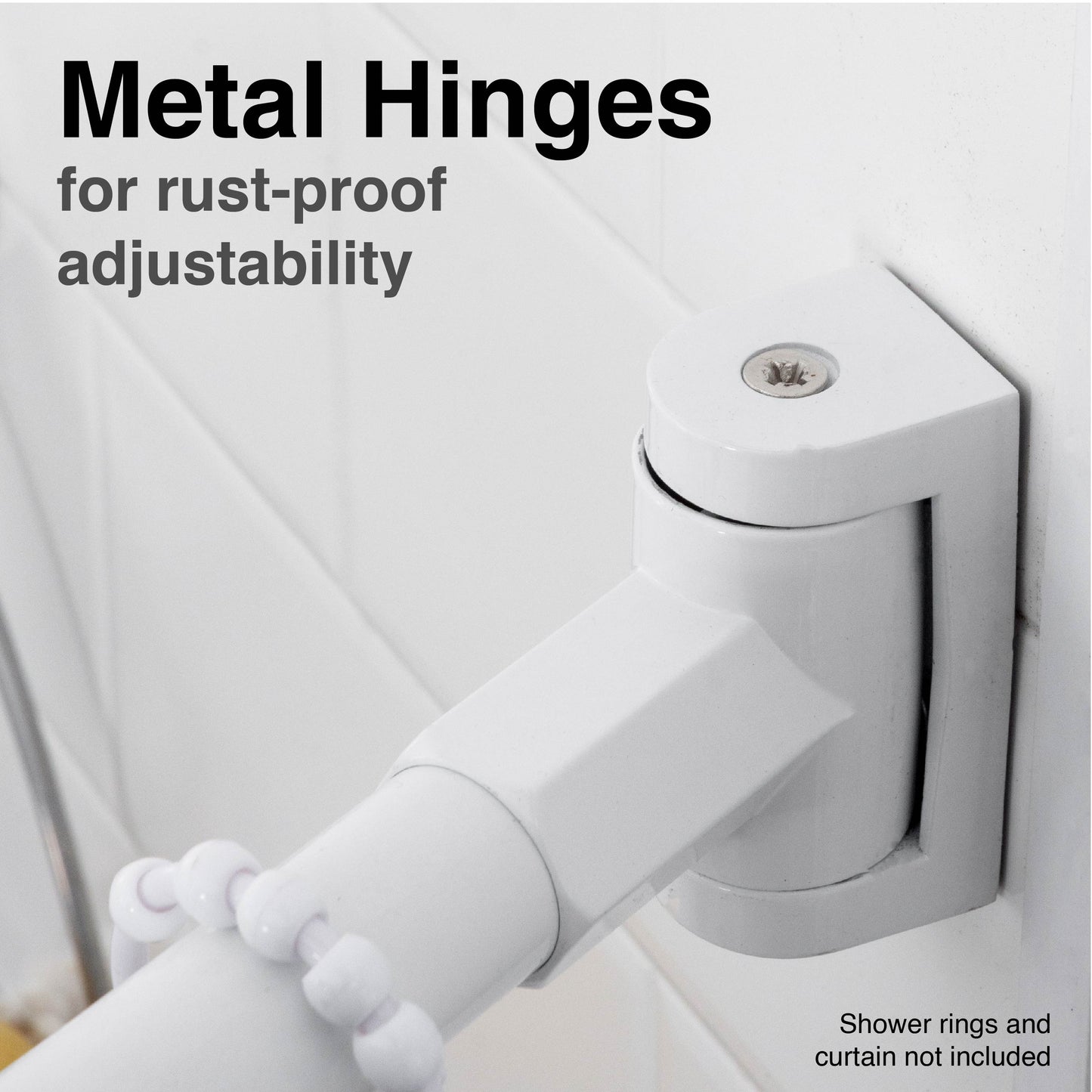 36 in. to 61 in. Curved Shower Rod (White Finish)