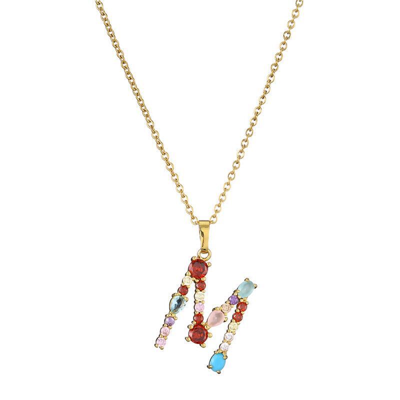 GEMSTONE LETTER NECKLACE