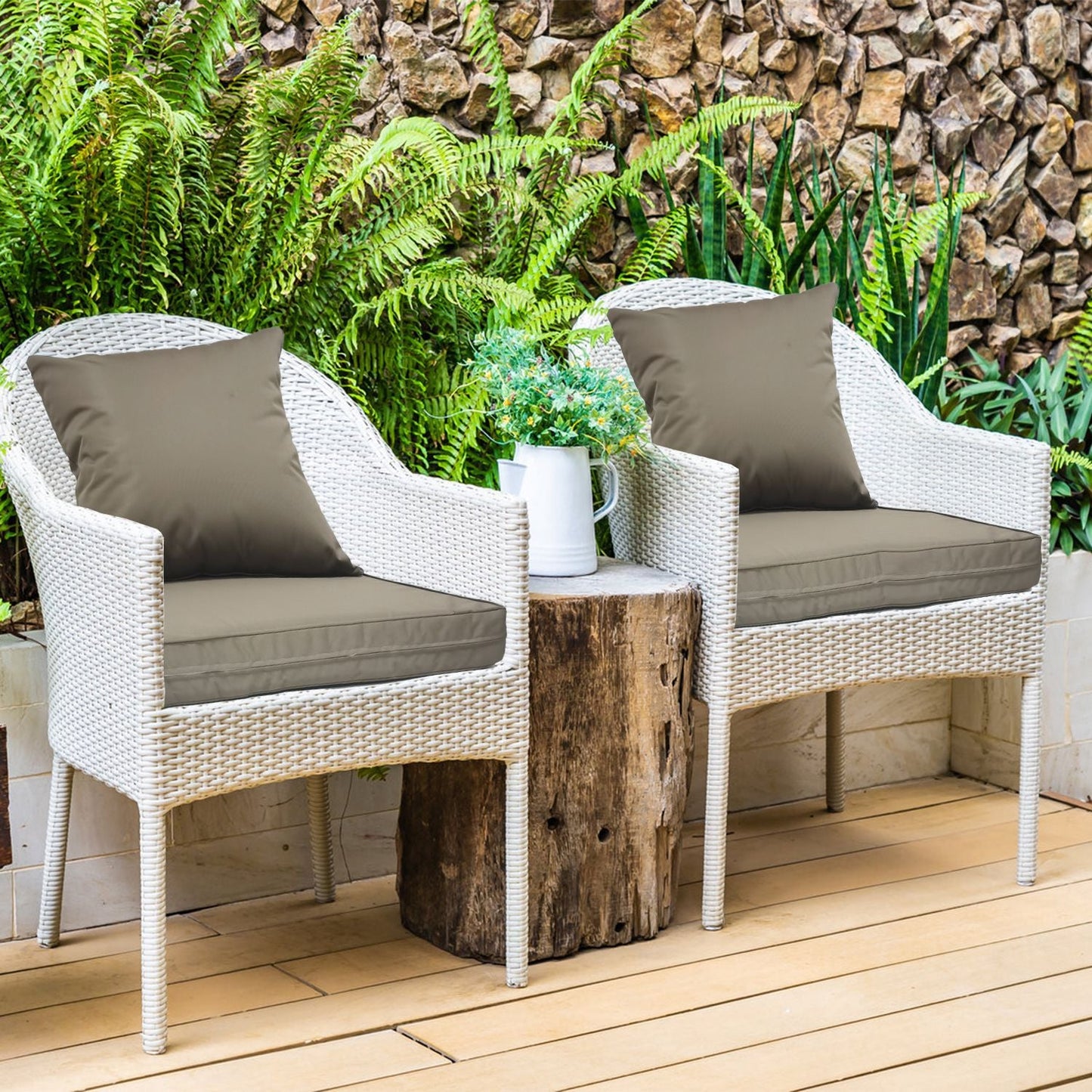 Outdoor Seat Cushion Set Waterproof Patio Furniture Cushion and Back Pillow Fade Resistant Deep Seat Set Chair Pad with Removable Cover for Chair Sofa