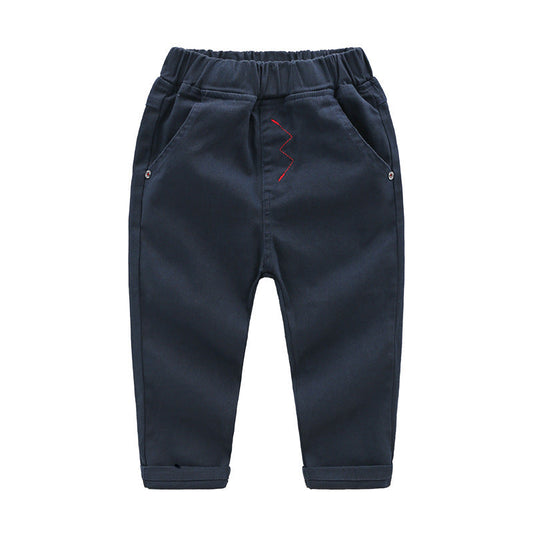 Embroidered Pants Solid Color Soft Children's Pants