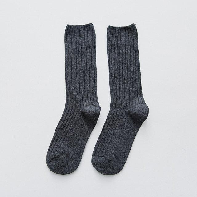 1Pair Ladies Pile Socks for Autumn Winter Pure Cotton Socks Solid Color Keep Warm Women Socks Mid Tube Socks Thickening Cashmere Socks For Men And Women