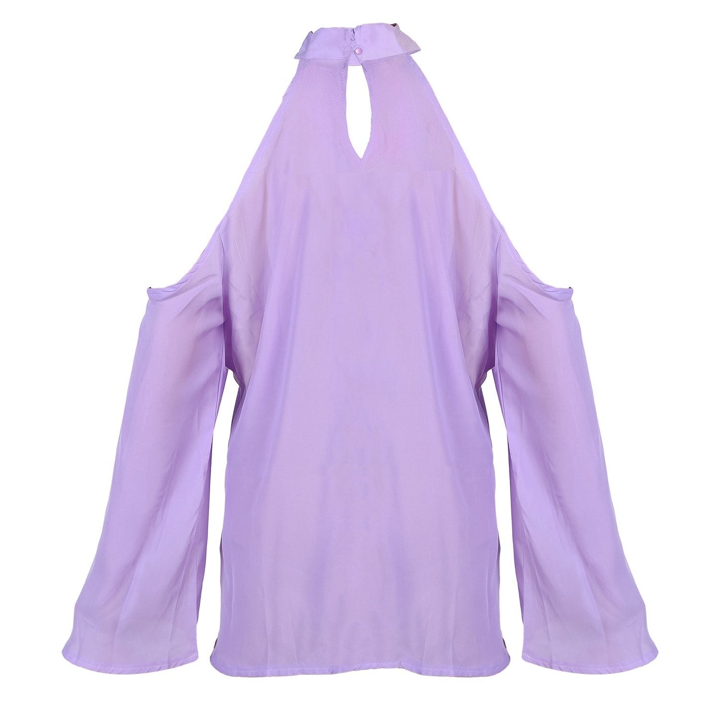 Women\'s Sexy Off The Shoulder Blouses Cold Shoulder Tops V-Neck Long Sleeve T-Shirt Solid Color Summer