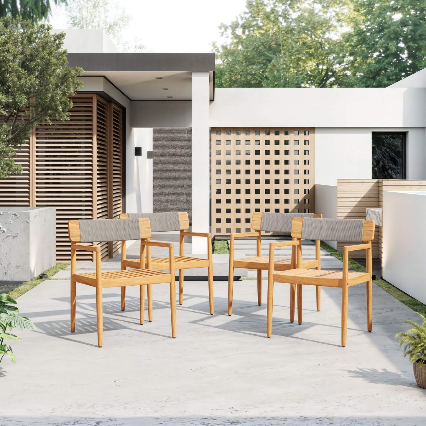 Alora Premium 5-Piece Acacia Wooden Outdoor Furniture Patio Set With Dining Chairs And Table (SAK70445)