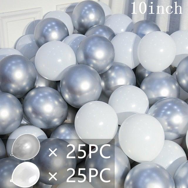 50/15pcs 10inch Gold Silver Black Metal Latex Confetti Balloons For Wedding Decorations  Birthday Party Decorations Bridal Showers Baby Showers