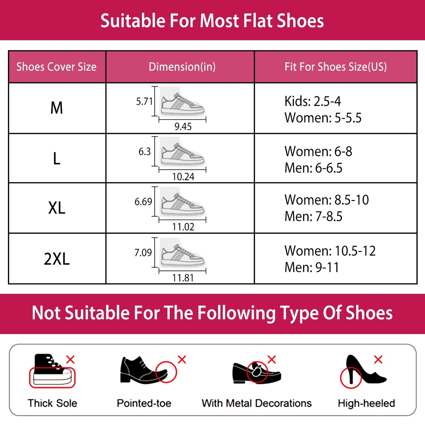 Waterproof Shoe Covers Reusable Not-Slip Rain Shoe Covers Protectors Foldable TPE Rubber Shoe Protectors For Men Women Kids