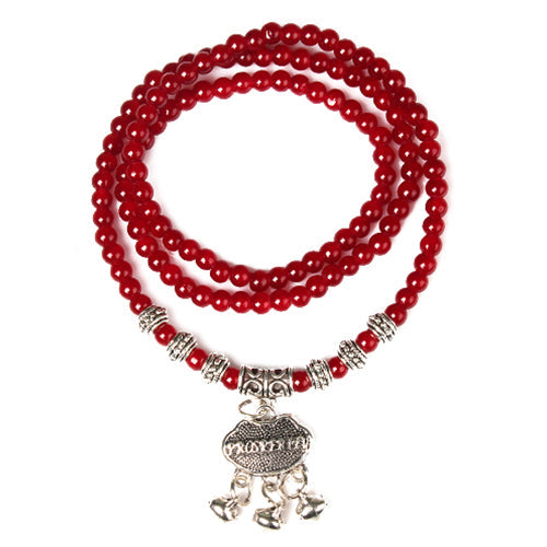 Red Agate Beaded Bracelet