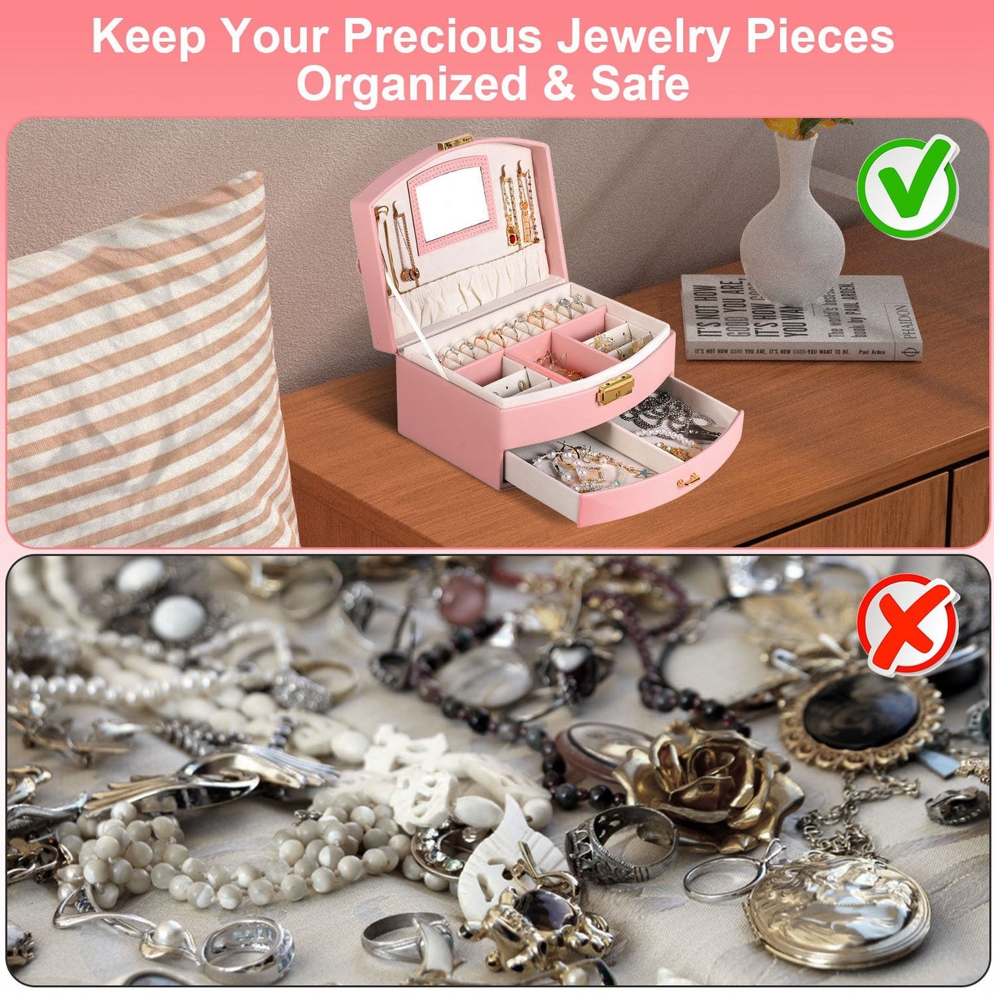 2-Layer Jewelry Box for Women Girls