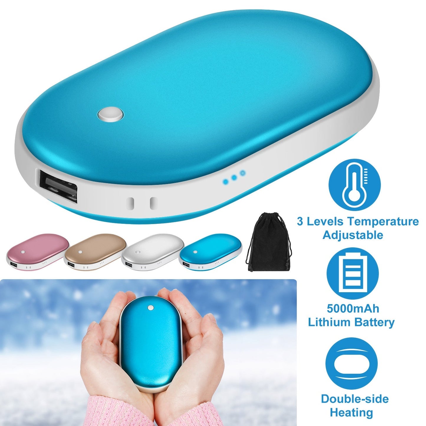 Portable Hand Warmer & 5000mAh Power Bank