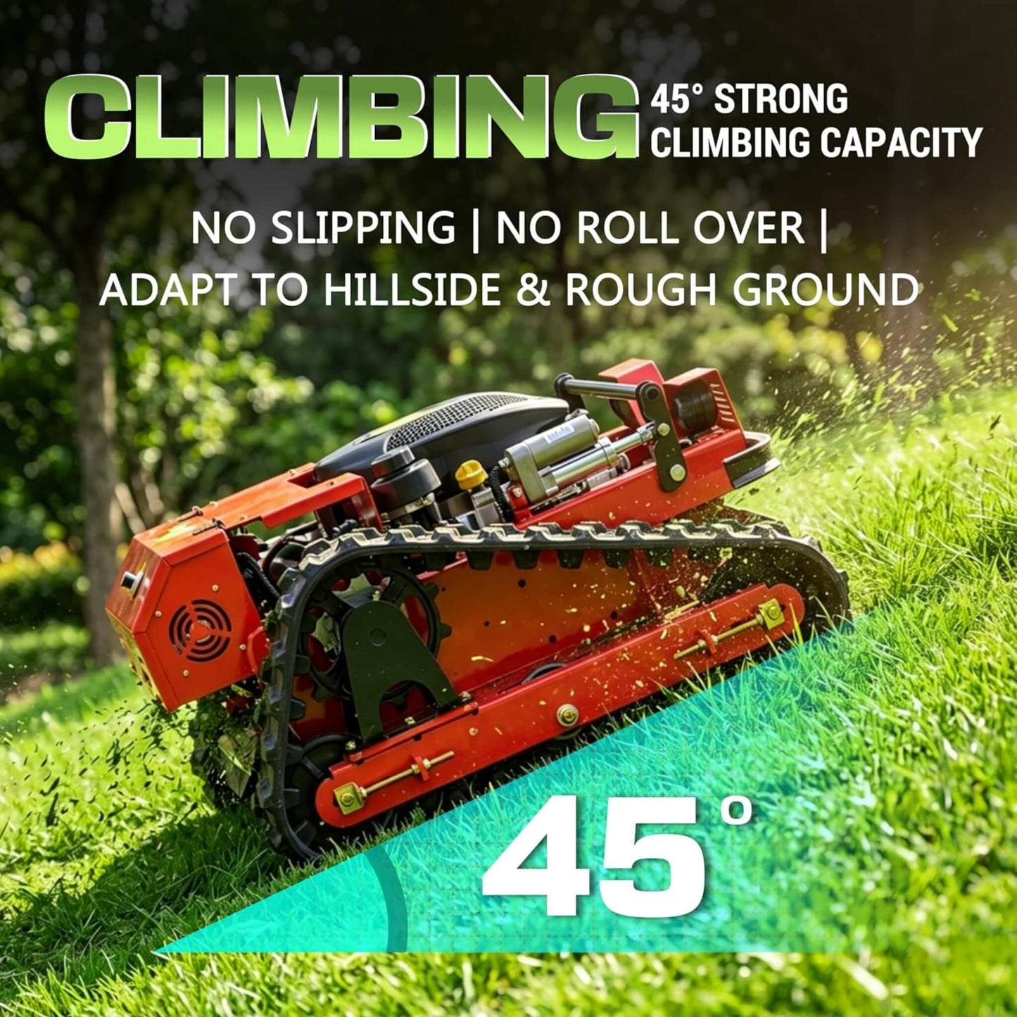 OVK Heavy-Duty 9HP 225CC Remote-Controlled All-Terrain Gas-Powered Lawn Mower With 21-Inch Cutting Width (SAK78412)