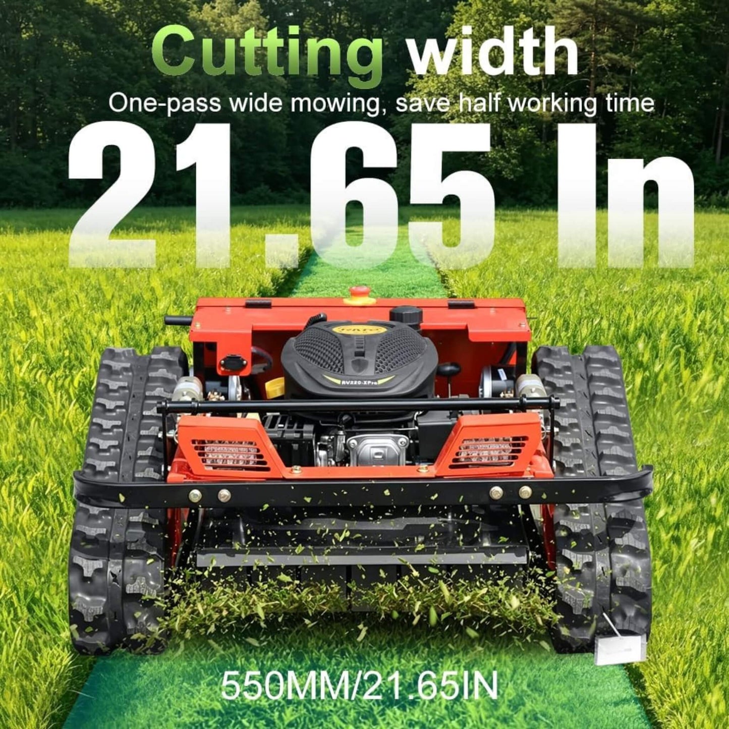 OVK Heavy-Duty 9HP 225CC Remote-Controlled All-Terrain Gas-Powered Lawn Mower With 21-Inch Cutting Width (SAK78412)