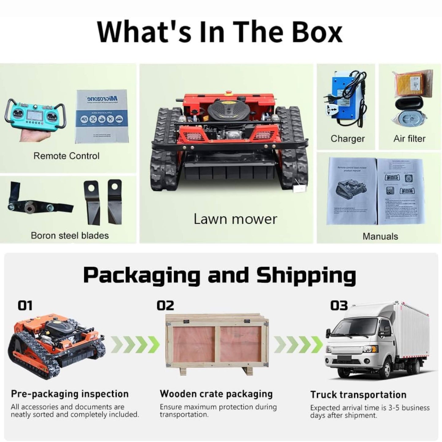 OVK Heavy-Duty 9HP 225CC Remote-Controlled All-Terrain Gas-Powered Lawn Mower With 21-Inch Cutting Width (SAK78412)