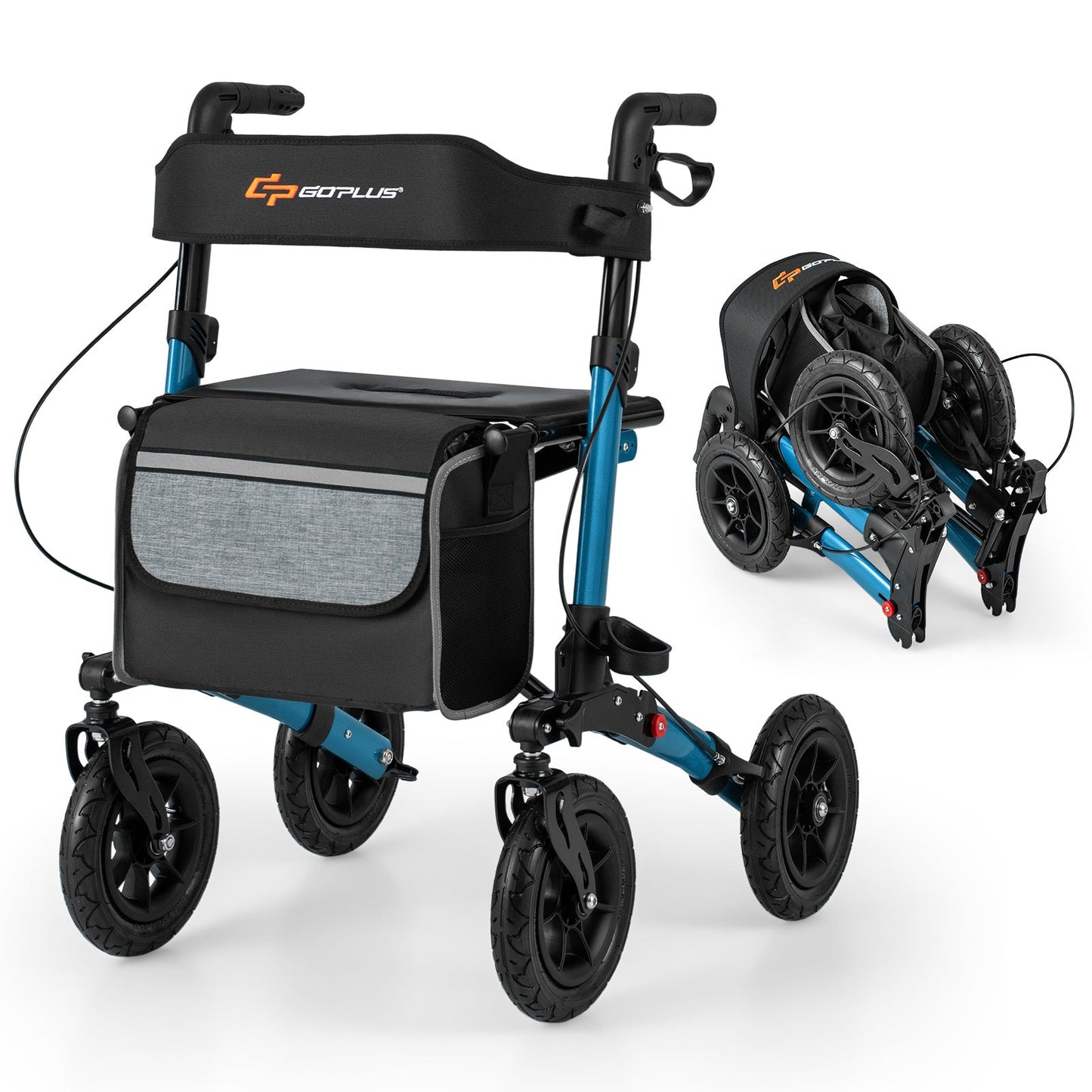 Folding Rollator Walker for Seniors with Seat for All Terrain-Navy