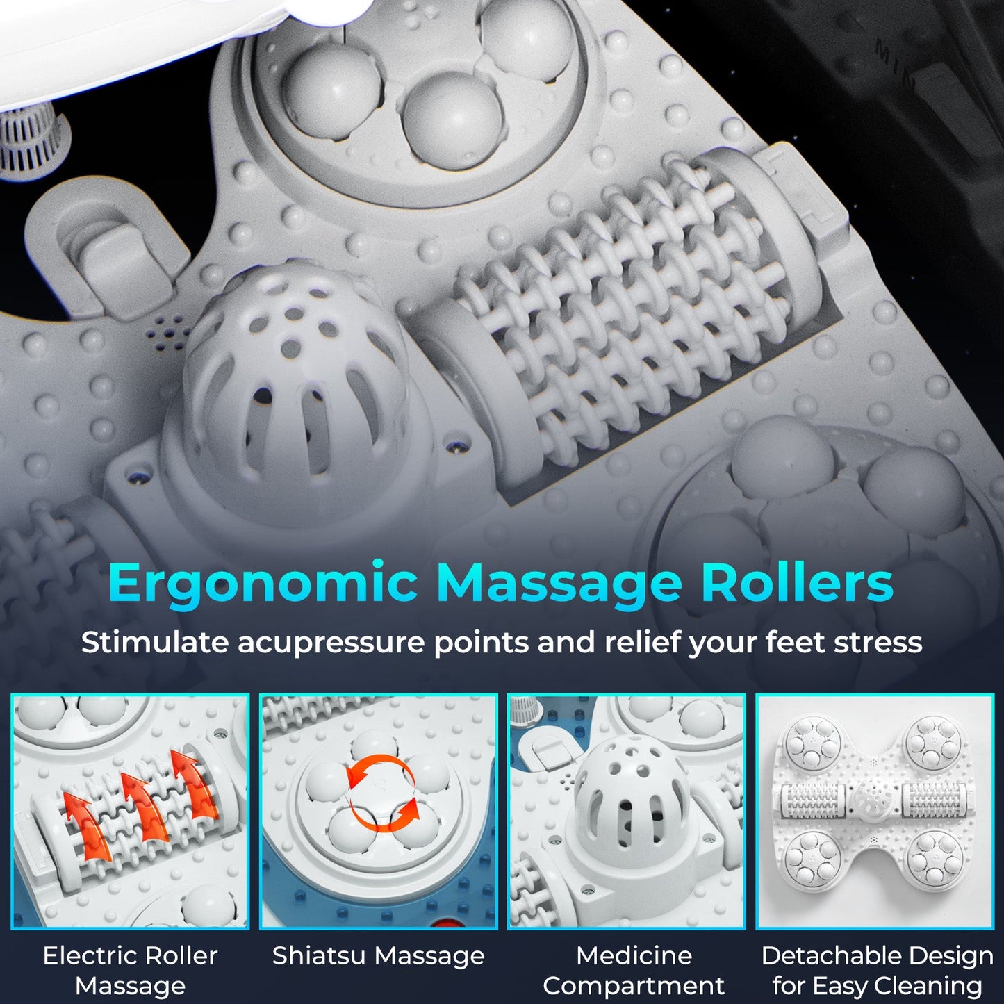 Portable All-In-One Heated Foot Spa Bath Motorized Massager-Black