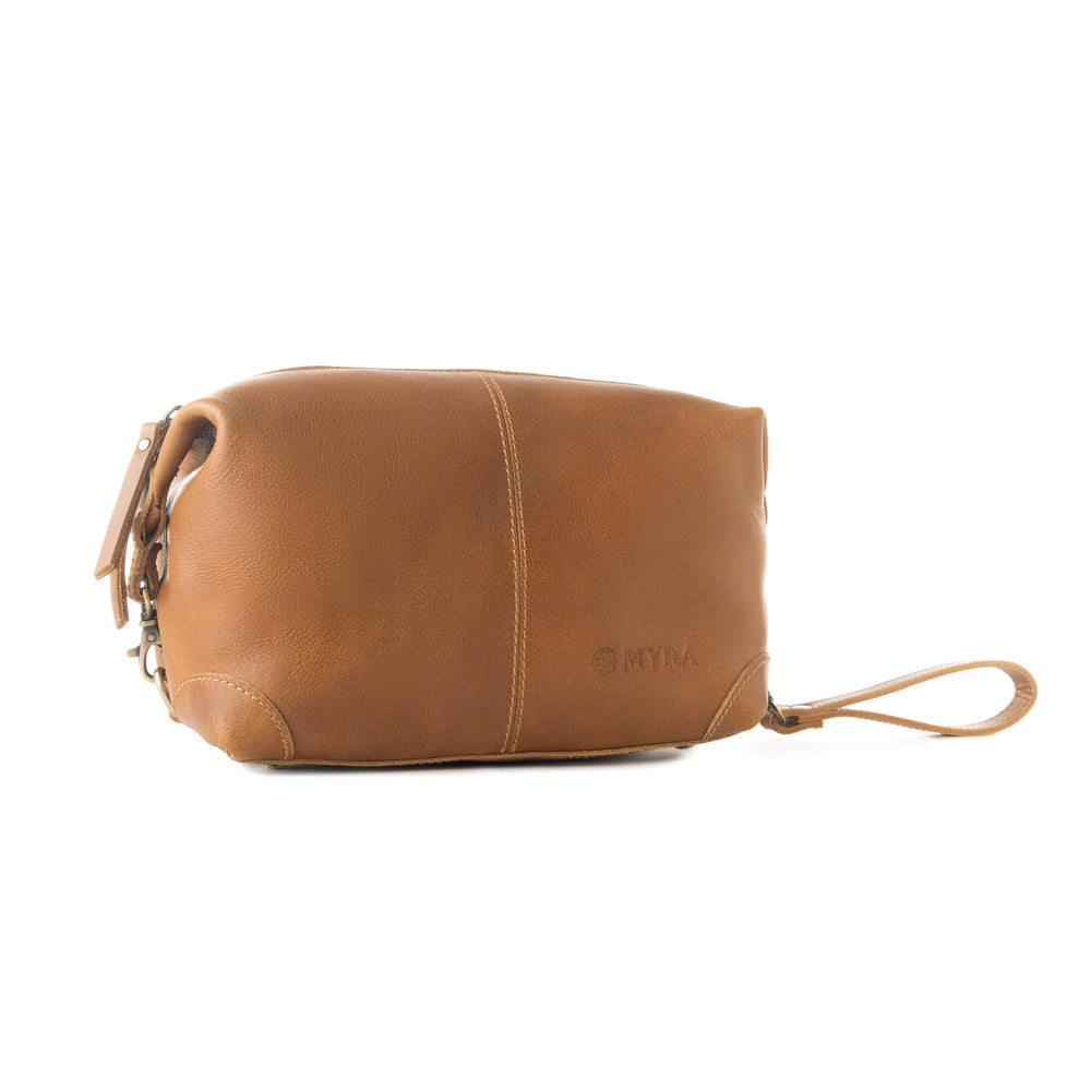 Myra Drifter Leather Shaving Kit for Men in tan