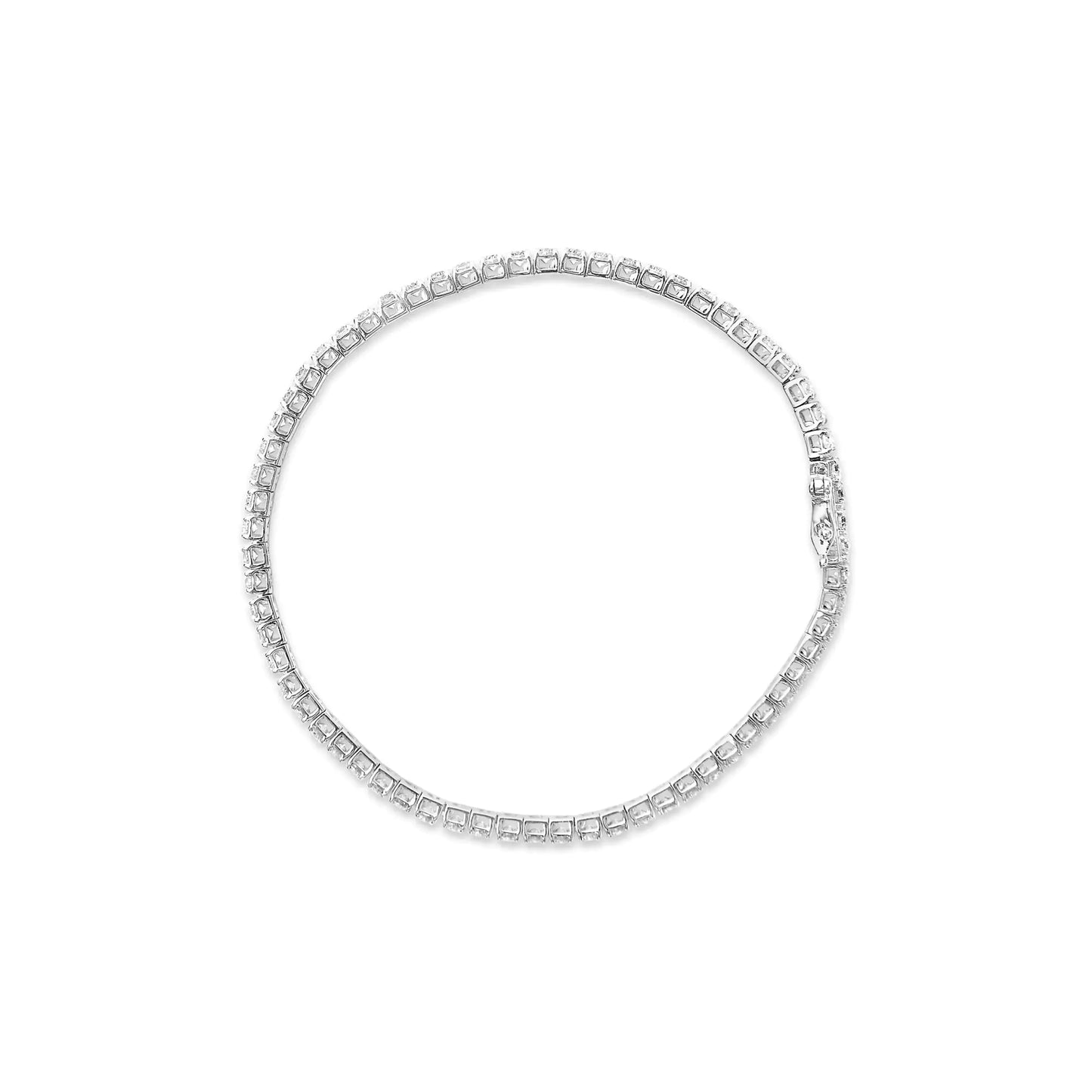 14K White Gold Lab Grown 4.00 Cttw Round Brilliant Cut Diamond Prong Set Classic Tennis Bracelet - 7" (F-G Color, VS2-SI1 Clarity)