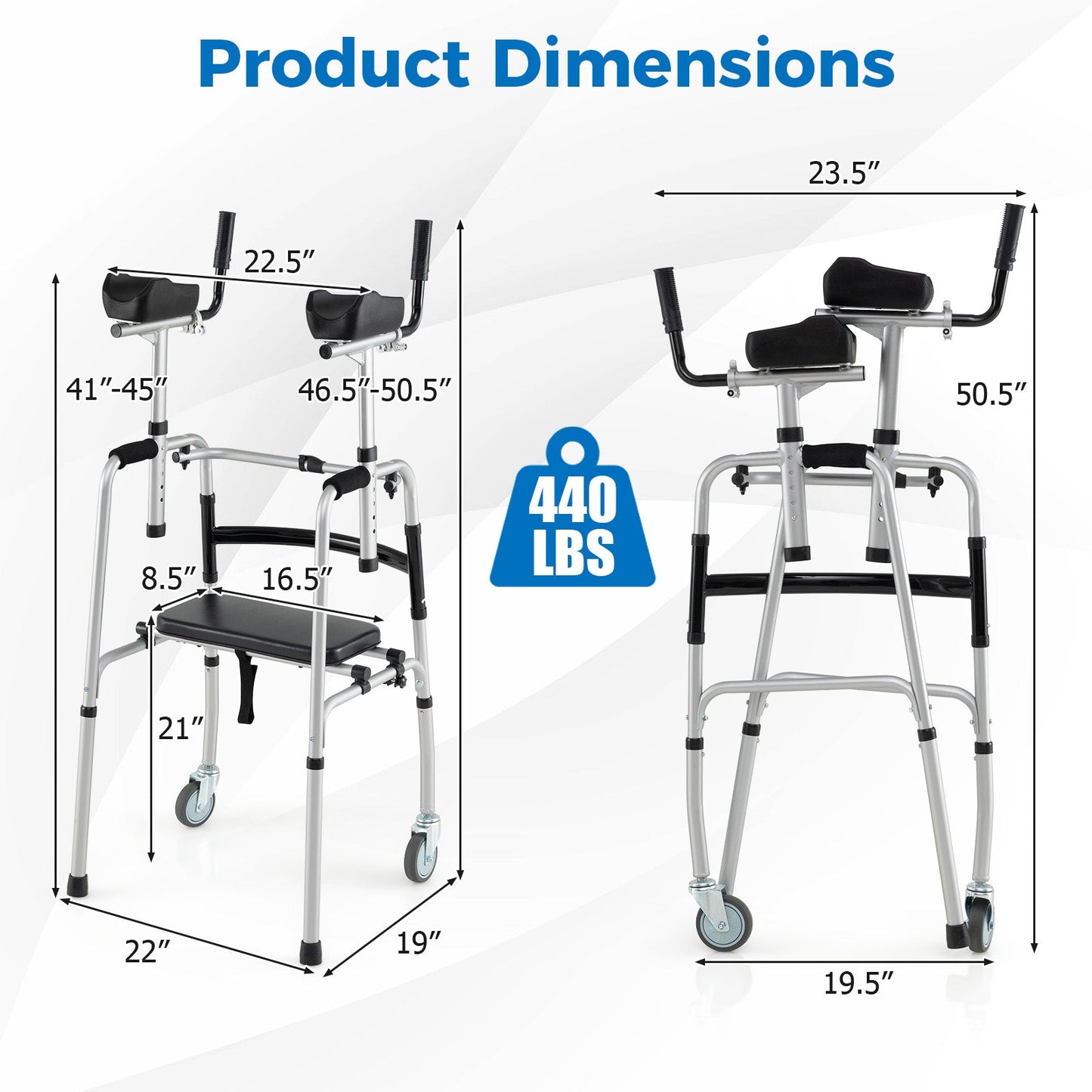 Versatile Rolling Walker for Rehabilitation Training-Silver
