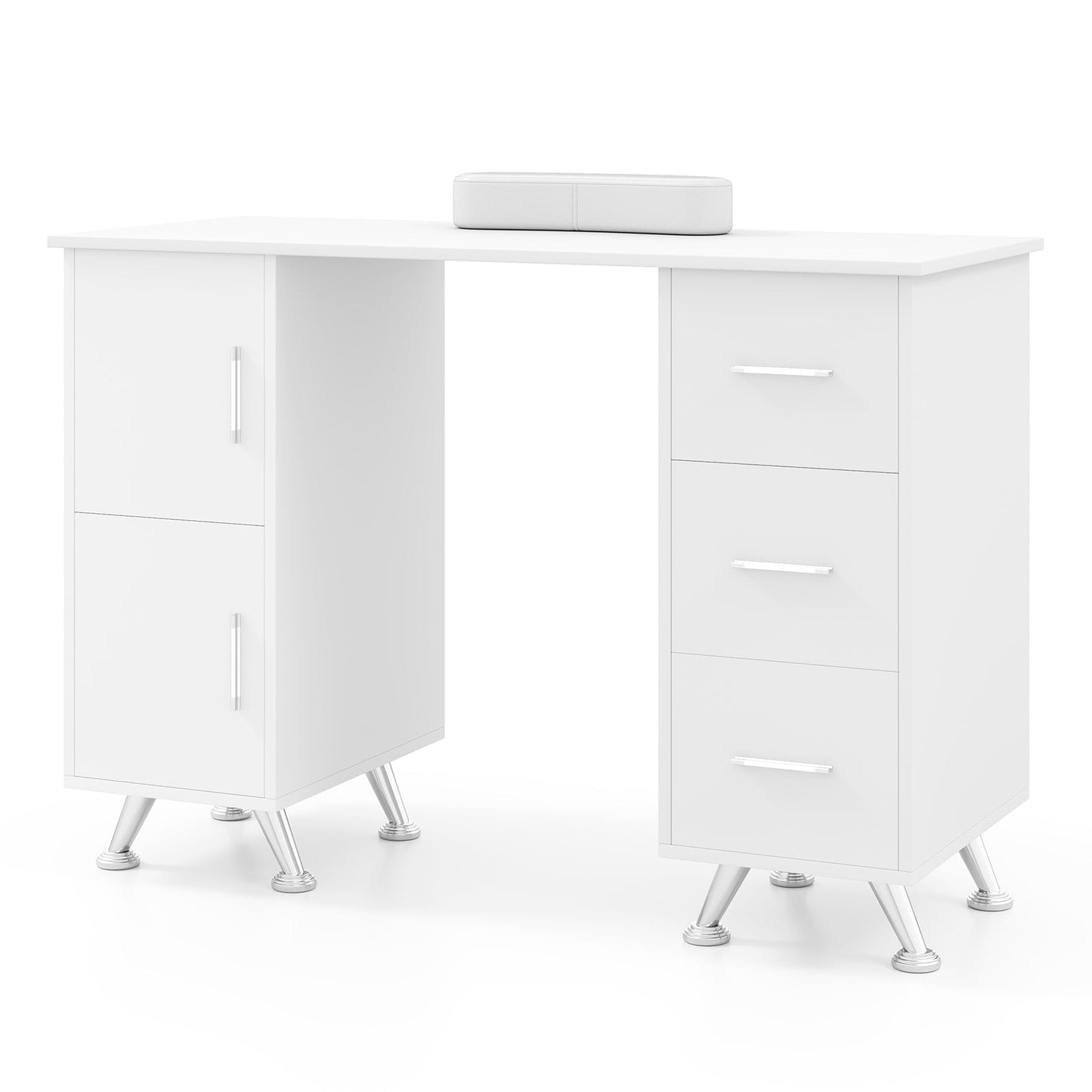 Wooden Manicure Table Nail Desk with Drawers Wrist Rest-White