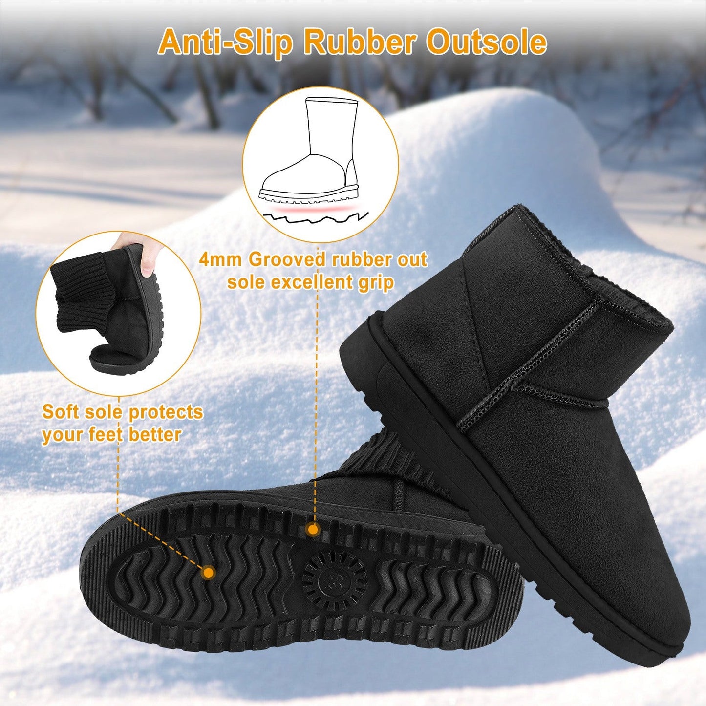 Women Lady Snow Boots Suede Mid-Calf Boot