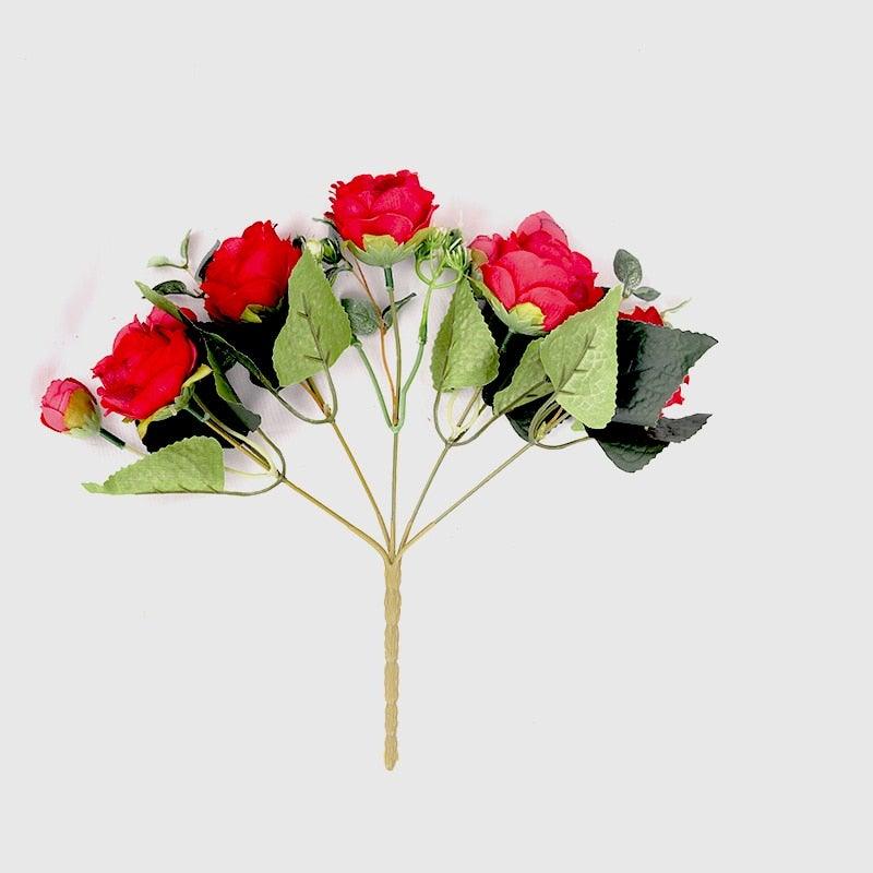 Artificial Flowers 1 Bouquet 9 heads Peony Tea Rose Autumn Silk Fake Flowers For Living Room Home Garden Wedding Decoration Artificial Silk Fake Flowers Rose Floral Decor Bouquet
