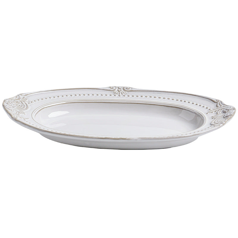 Relief Ceramic Tableware Rice Bowl Plate