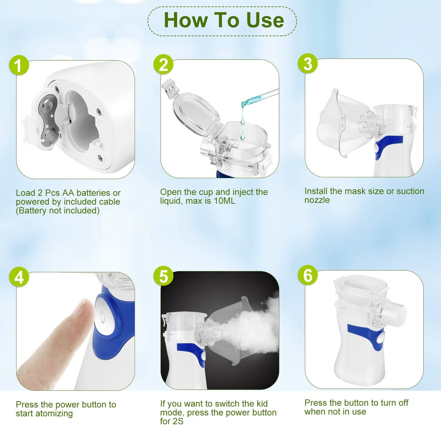 Handheld Ultrasonic Mesh Atomizer Nebulizer