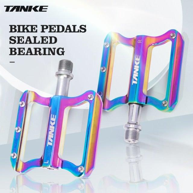 Bicycle pedals Ultralight Aluminum Alloy Colorful Hollow Anti-Skid Bearing Mountain Bike Foot pedal Pedals Aluminum Road Bike Pedals Sealed Bearing Bicycle Lightweight Platform Flat Pedals For Road Bikes