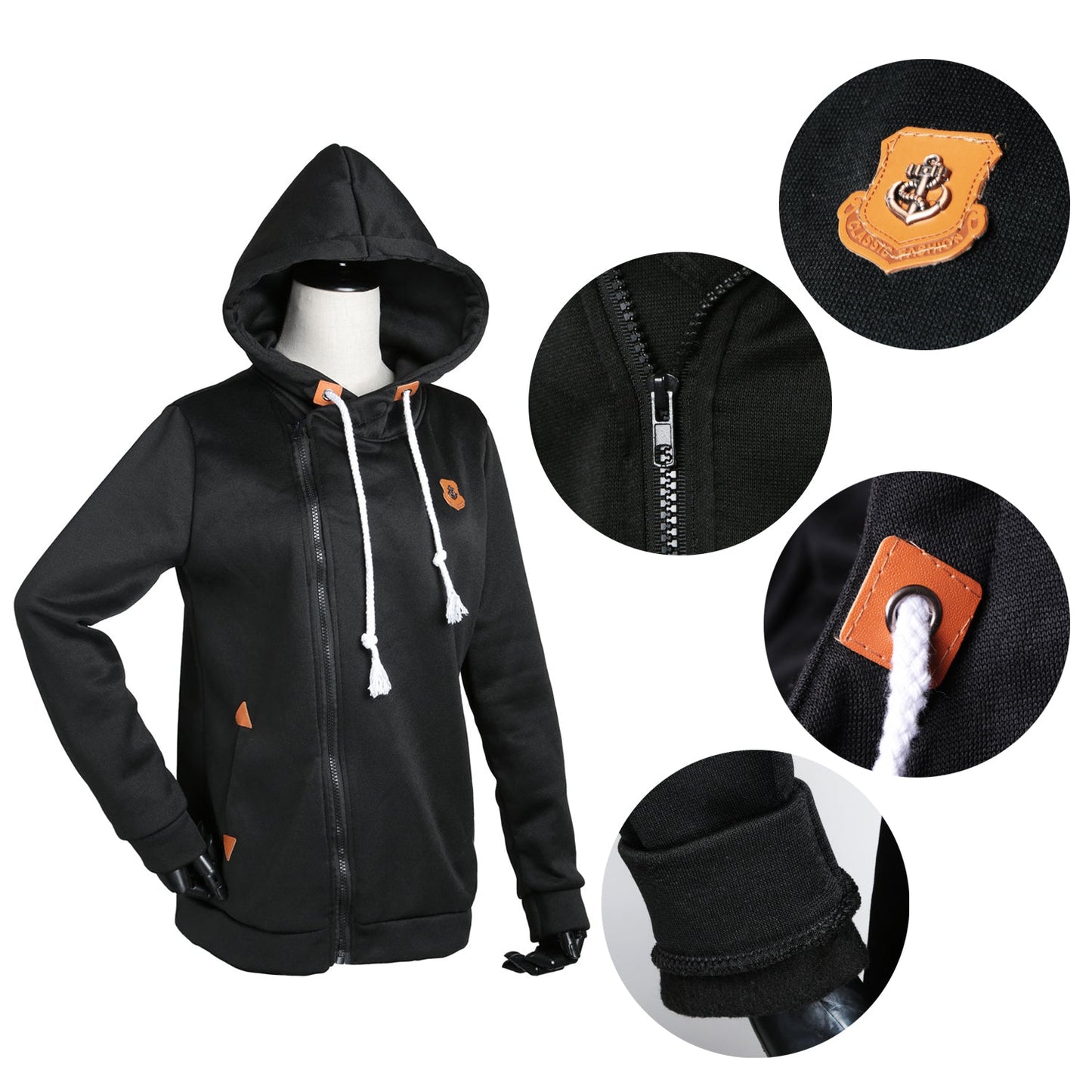 Women's Full Zip-up Hoodie Sweatshirt