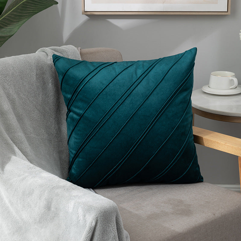 Pure Color Velvet Plaid Pillowcase Home Sofa Bedside Pillow Short Plush Cushion