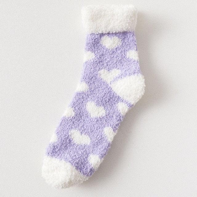 Candy Warm Lady Heart Cute Winter Kawaii Thick Casual Women Socks Fuzzy Fluffy Terry Warm Socks Short Cute Cotton Socks Winter Socks Short Socks For Men And Women