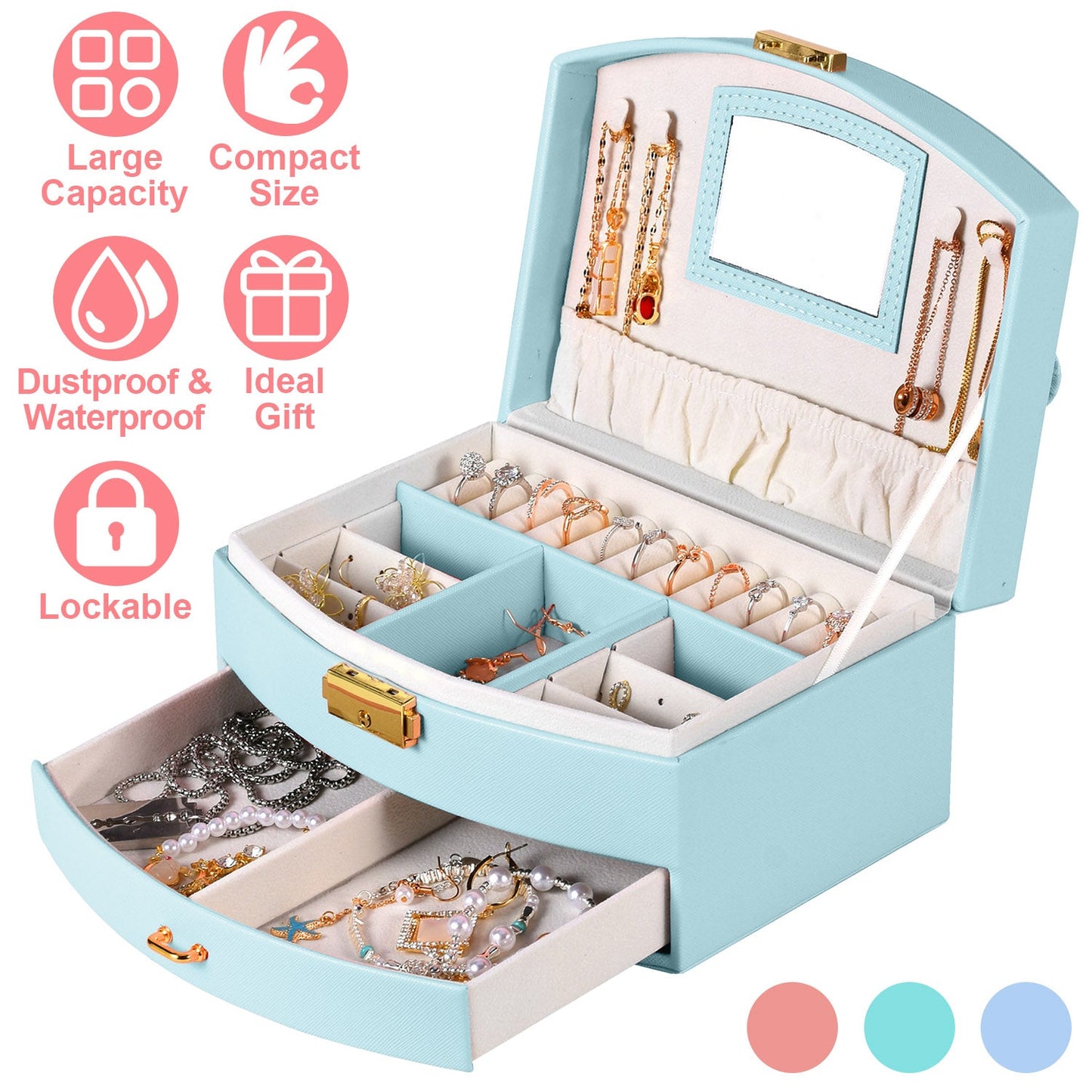 2-Layer Jewelry Box for Women Girls