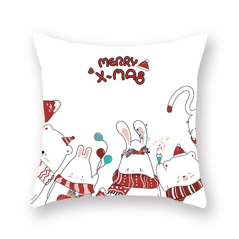 Christmas Xmas Red Pillow Case Tree Decoration Xmas Series Cushion Cover Case Pillow Zippered Square Pillowcase Santa Claus Cushion Cover Christmas Decorations For Home Snowman 45x45CM