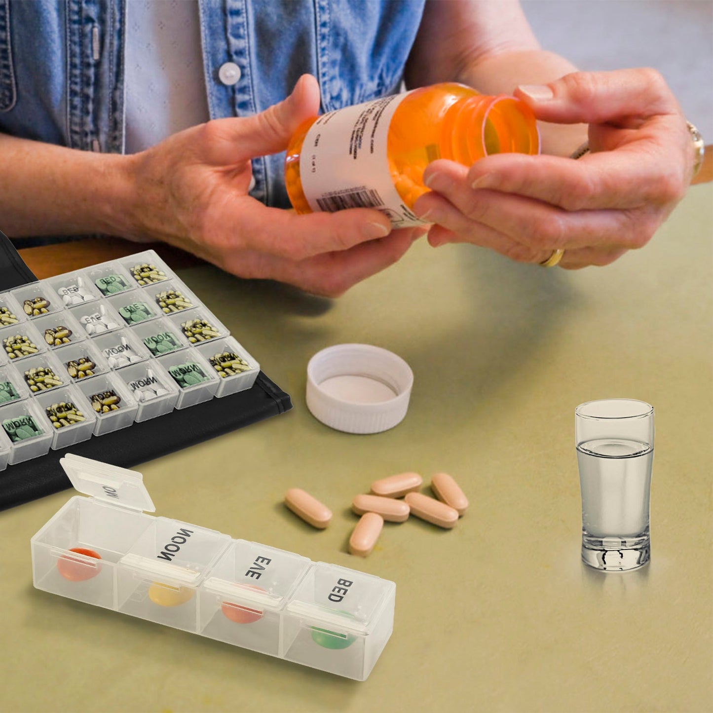 Weekly Pill Organizer AM PM Daily Medicine