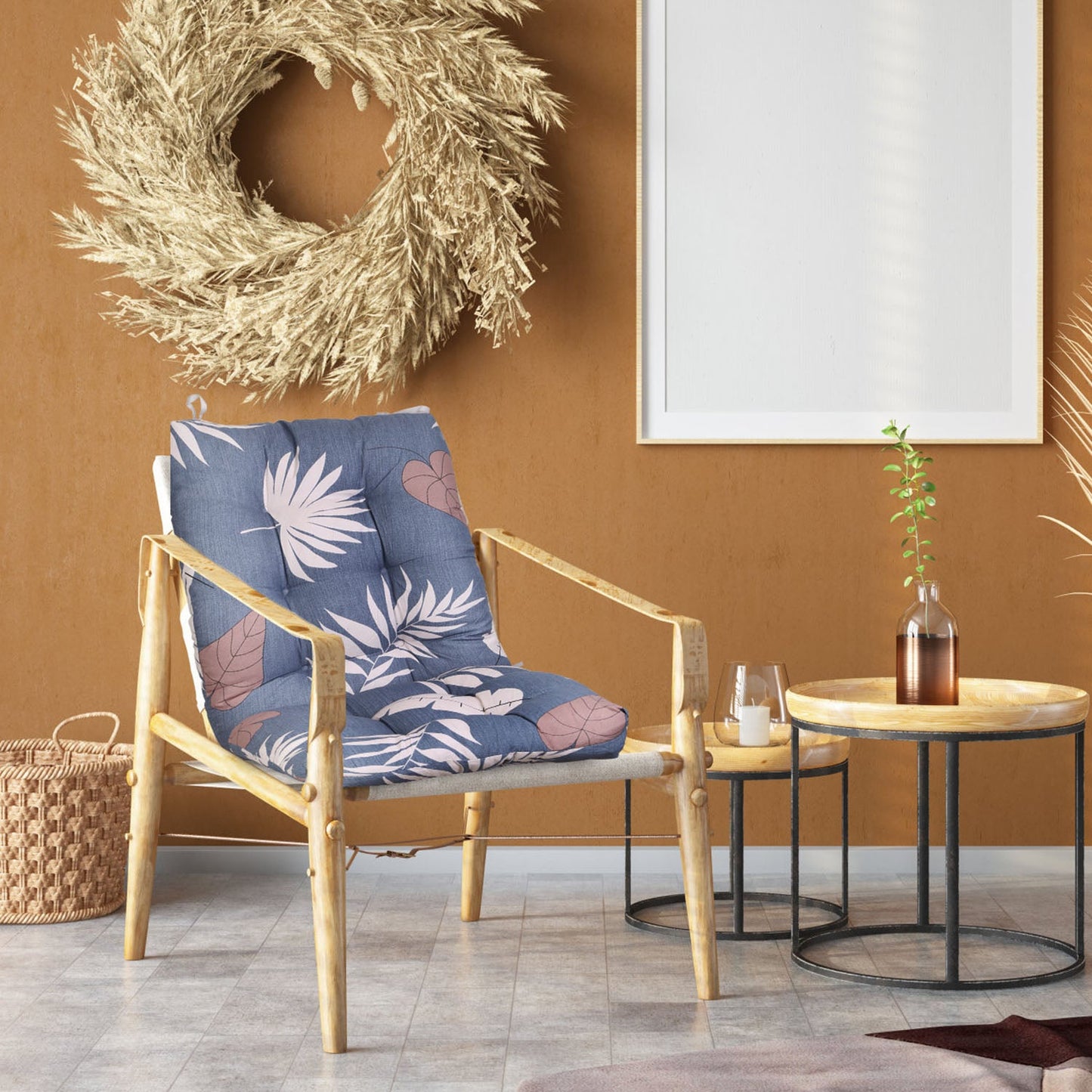 2Pcs Rocking Chair Cushion Upper And Lower Back And Seat Sets with Non-Slip Ties Polyester Fiber Filling Comfortable for Indoor Home Office Car