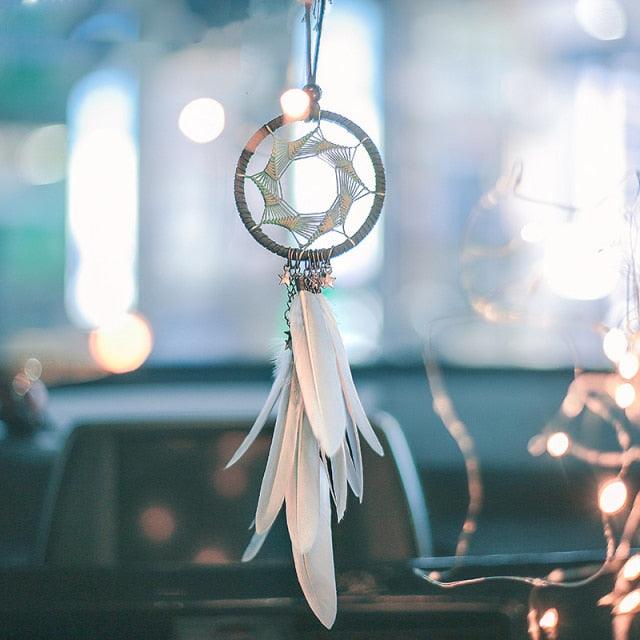 Decoration Home Dream Catchers Hanging Wall Decor Art Pendant Handmade Traditional White Cloud Dream Catcher With Led String Lights Wall Hanging Kids Room Decor Nursery Wall Art Ornament Decor Craft Gift Cute Wind Chimes National Feather Kids Girls